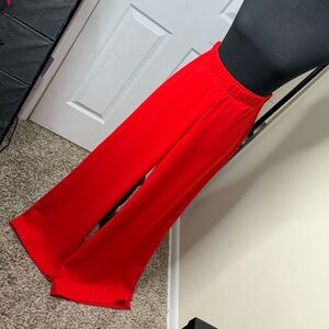 Simple Red Wide Leg Pants